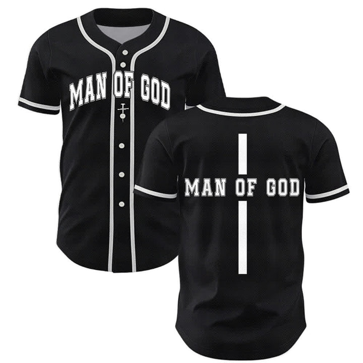 Christianartworkshop Man Of God Varsity Mesh Button Up Baseball Jersey - Black - 5XL - image 7