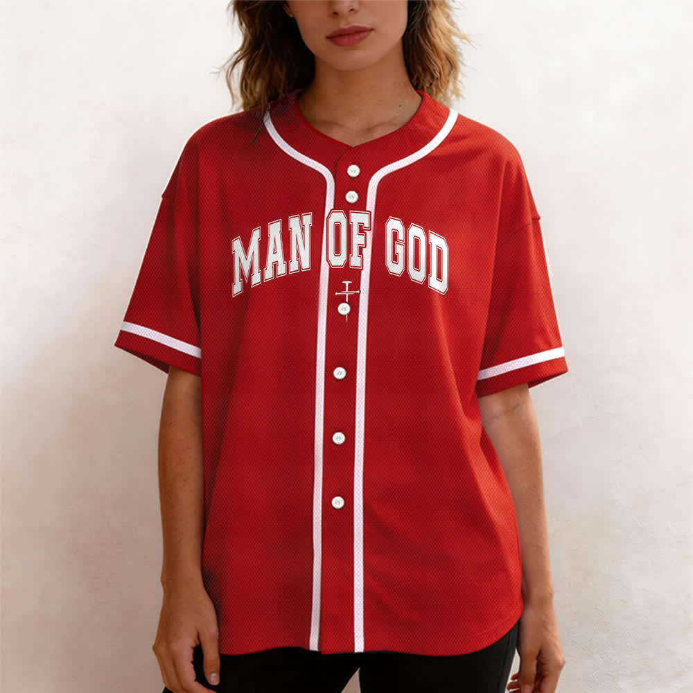 Christianartworkshop Man Of God Varsity Mesh Button Up Baseball Jersey - image 18