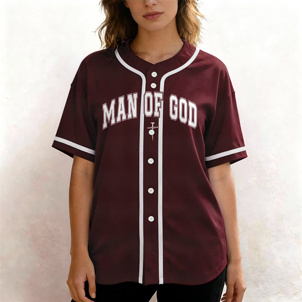 Christianartworkshop Man Of God Varsity Mesh Button Up Baseball Jersey - image 25