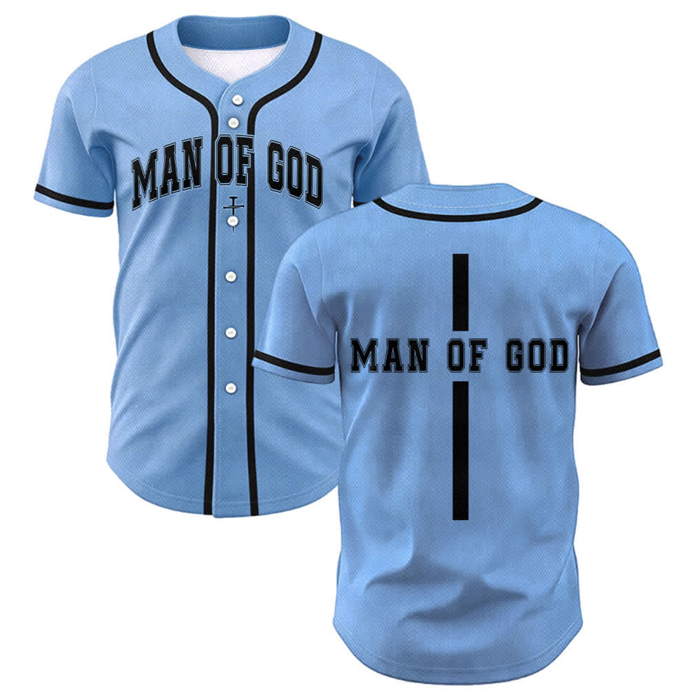 Christianartworkshop Man Of God Varsity Mesh Button Up Baseball Jersey - Blue - 5XL - image 28