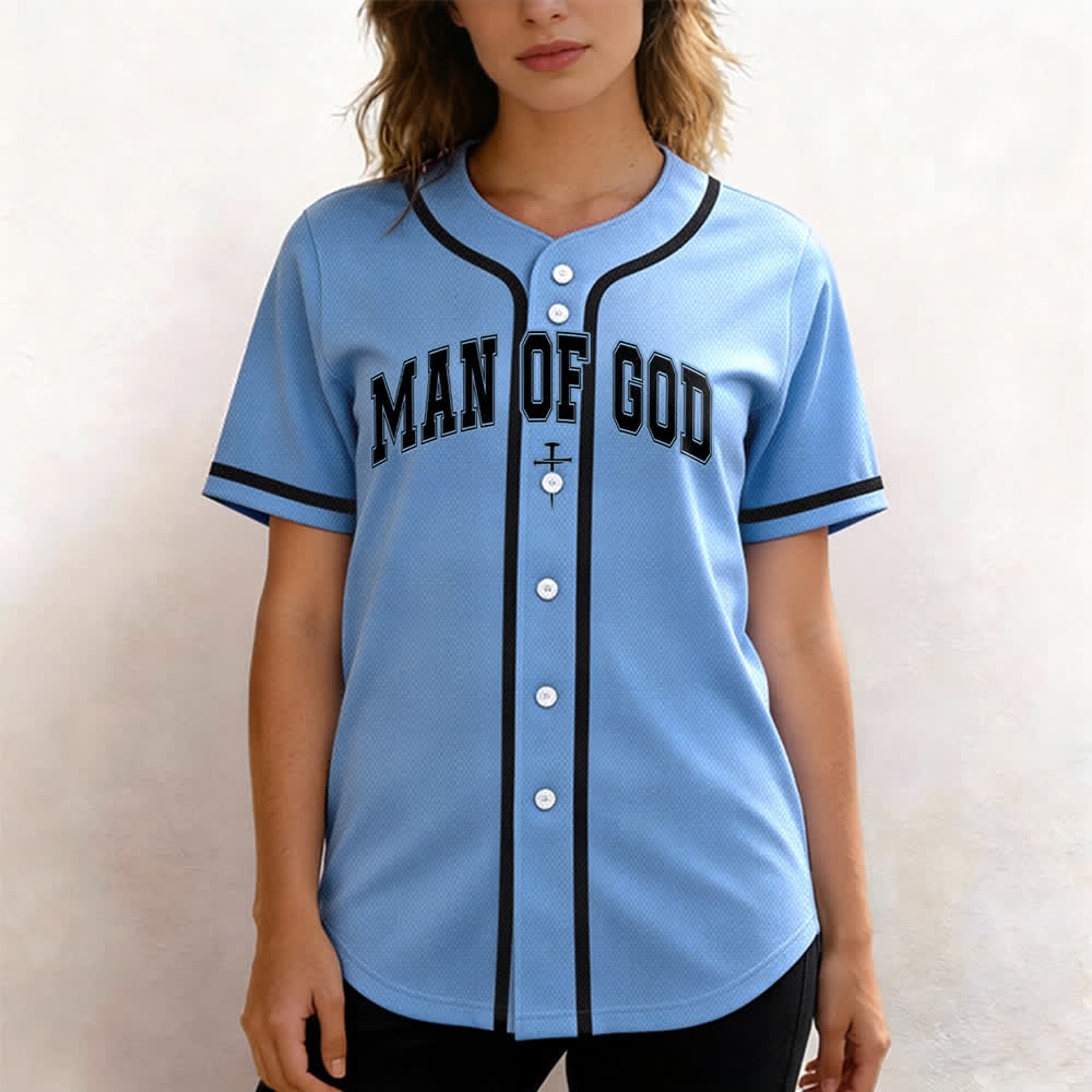 Christianartworkshop Man Of God Varsity Mesh Button Up Baseball Jersey - image 32