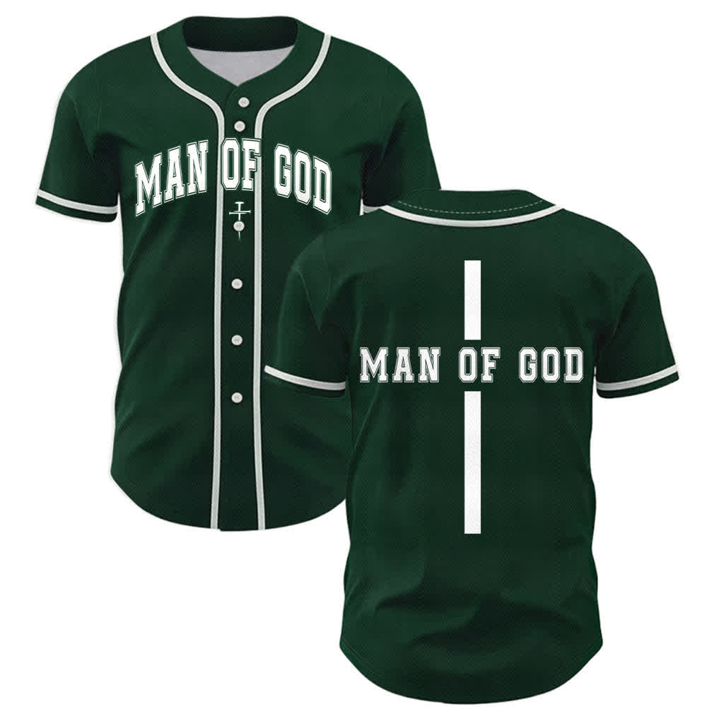Christianartworkshop Man Of God Varsity Mesh Button Up Baseball Jersey - Green - 5XL - image 35