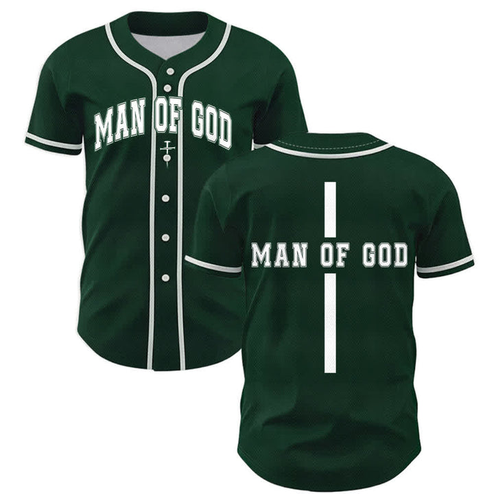 Christianartworkshop Man Of God Varsity Mesh Button Up Baseball Jersey - Green - 5XL - image 35