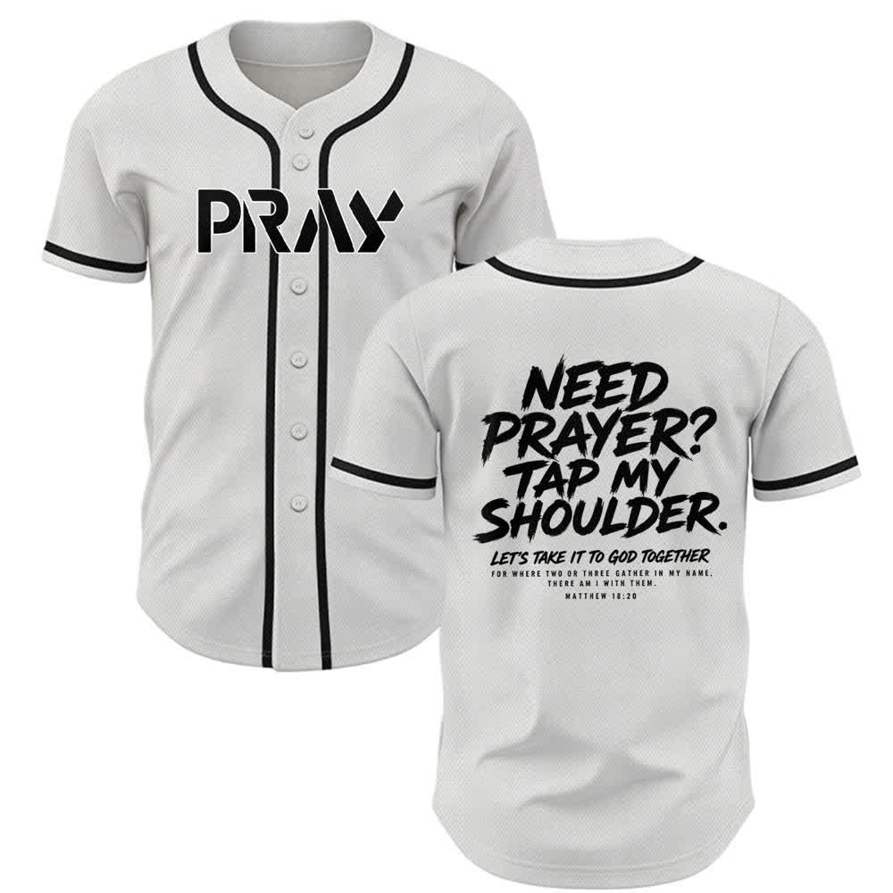 Christianartworkshop Pray Tap My Shoulder Message Baseball Jersey - White - 5XL - image 0