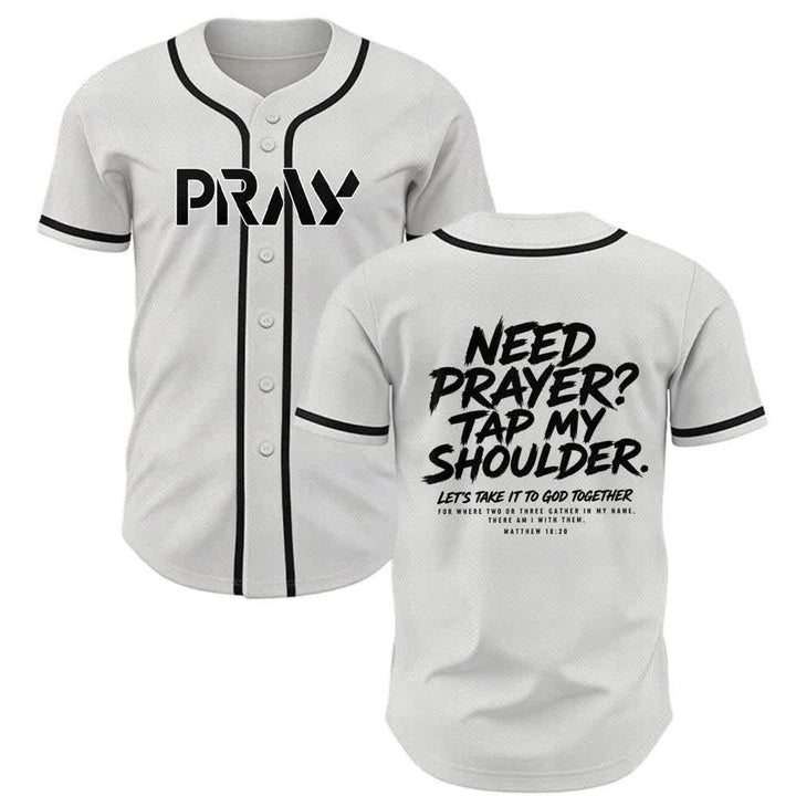 Christianartworkshop Pray Tap My Shoulder Message Baseball Jersey - White - 5XL - image 0