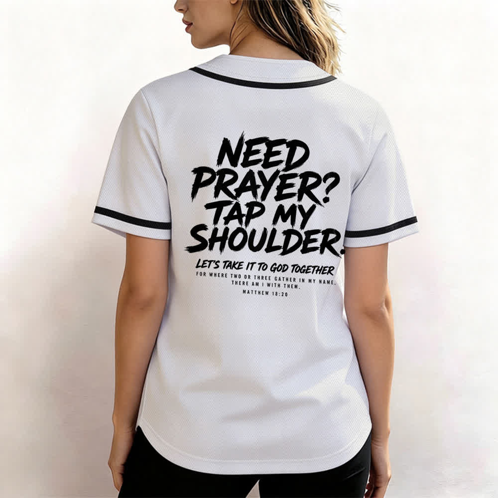 Christianartworkshop Pray Tap My Shoulder Message Baseball Jersey - image 3