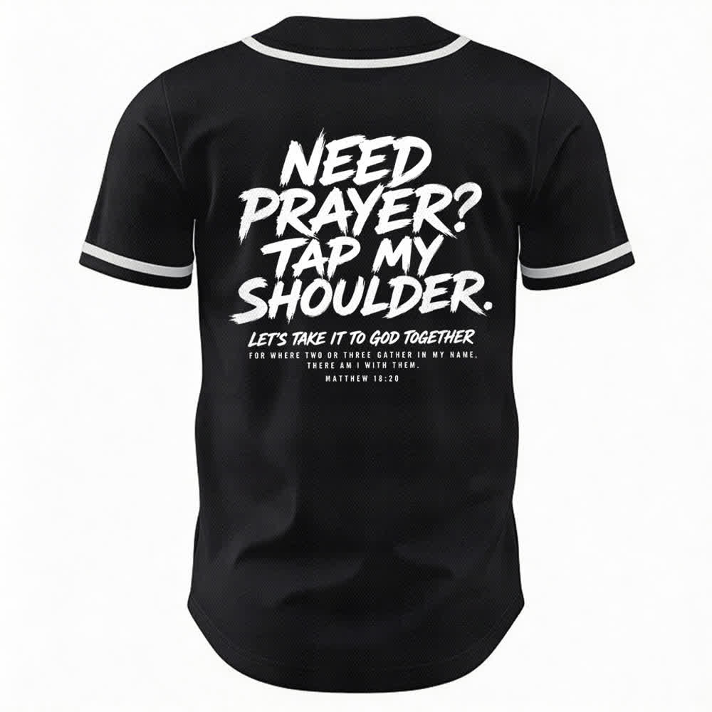 Christianartworkshop Pray Tap My Shoulder Message Baseball Jersey - image 8