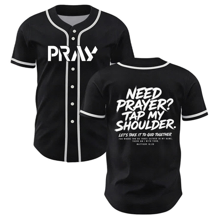 Christianartworkshop Pray Tap My Shoulder Message Baseball Jersey - Black - 5XL - image 7