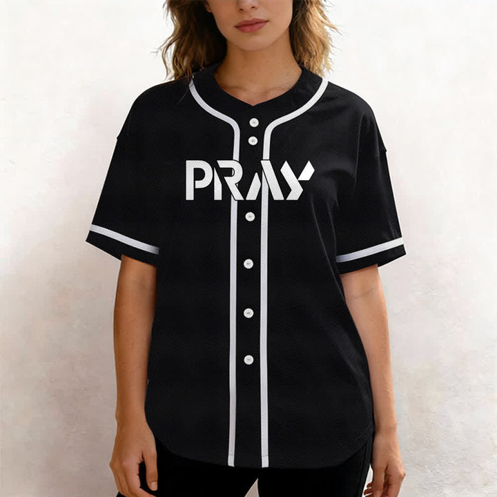 Christianartworkshop Pray Tap My Shoulder Message Baseball Jersey - image 11