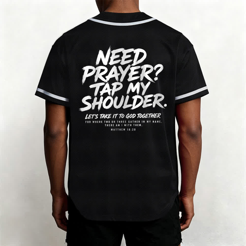 Christianartworkshop Pray Tap My Shoulder Message Baseball Jersey - image 12