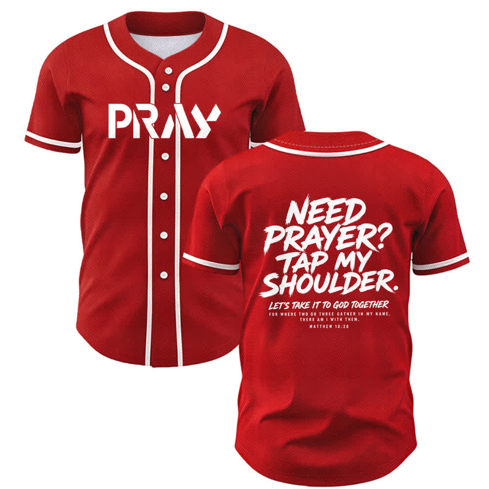 Christianartworkshop Pray Tap My Shoulder Message Baseball Jersey - Red - 5XL - image 14
