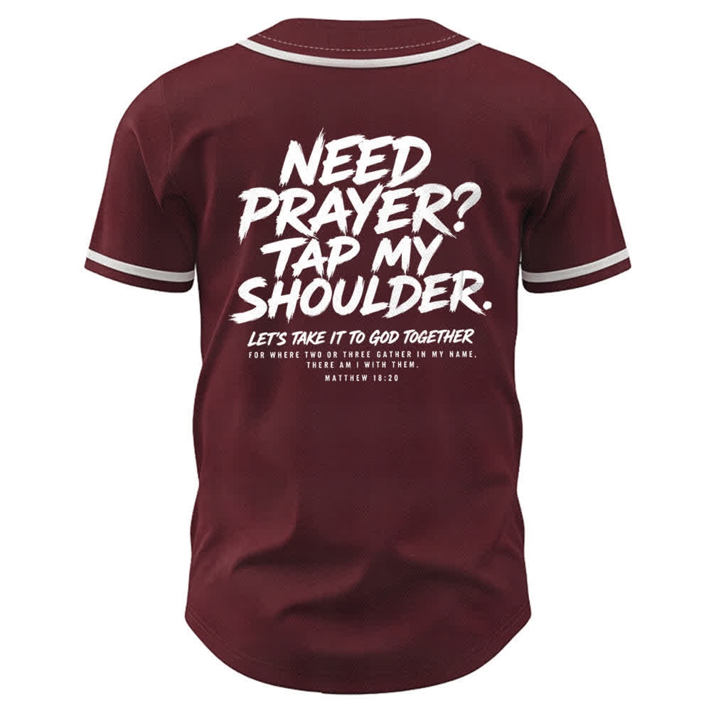 Christianartworkshop Pray Tap My Shoulder Message Baseball Jersey - image 22