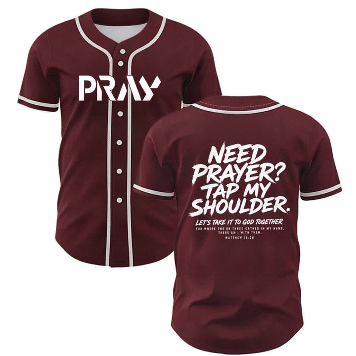 Christianartworkshop Pray Tap My Shoulder Message Baseball Jersey - Wine - 5XL - image 21