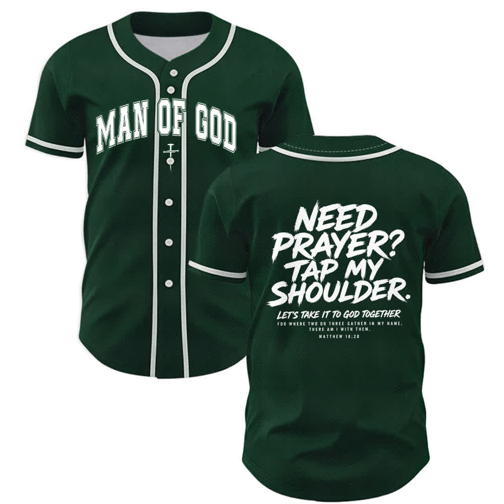Christianartworkshop Pray Tap My Shoulder Message Baseball Jersey - Green - 5XL - image 35