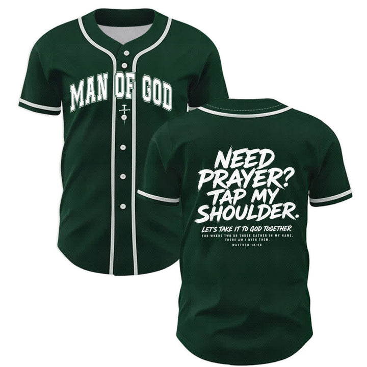 Christianartworkshop Pray Tap My Shoulder Message Baseball Jersey - Green - 5XL - image 35