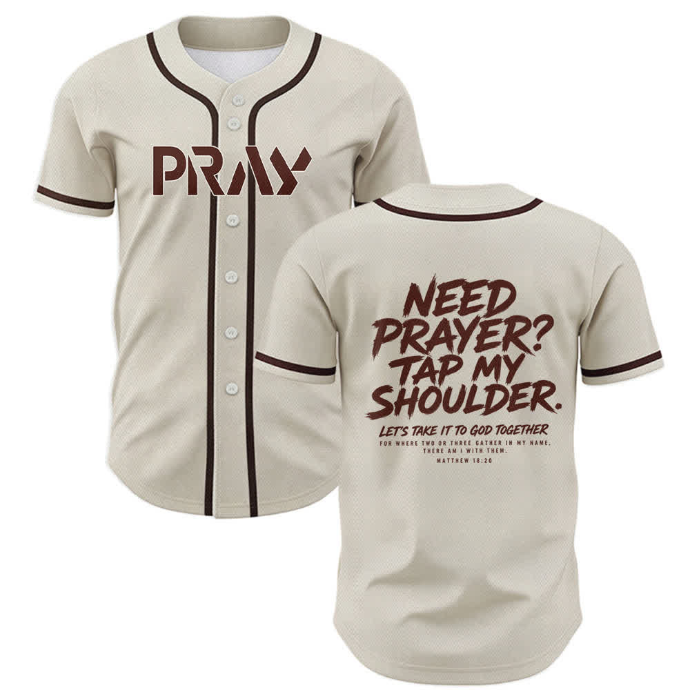 Christianartworkshop Pray Tap My Shoulder Message Baseball Jersey - Beige - 5XL - image 42