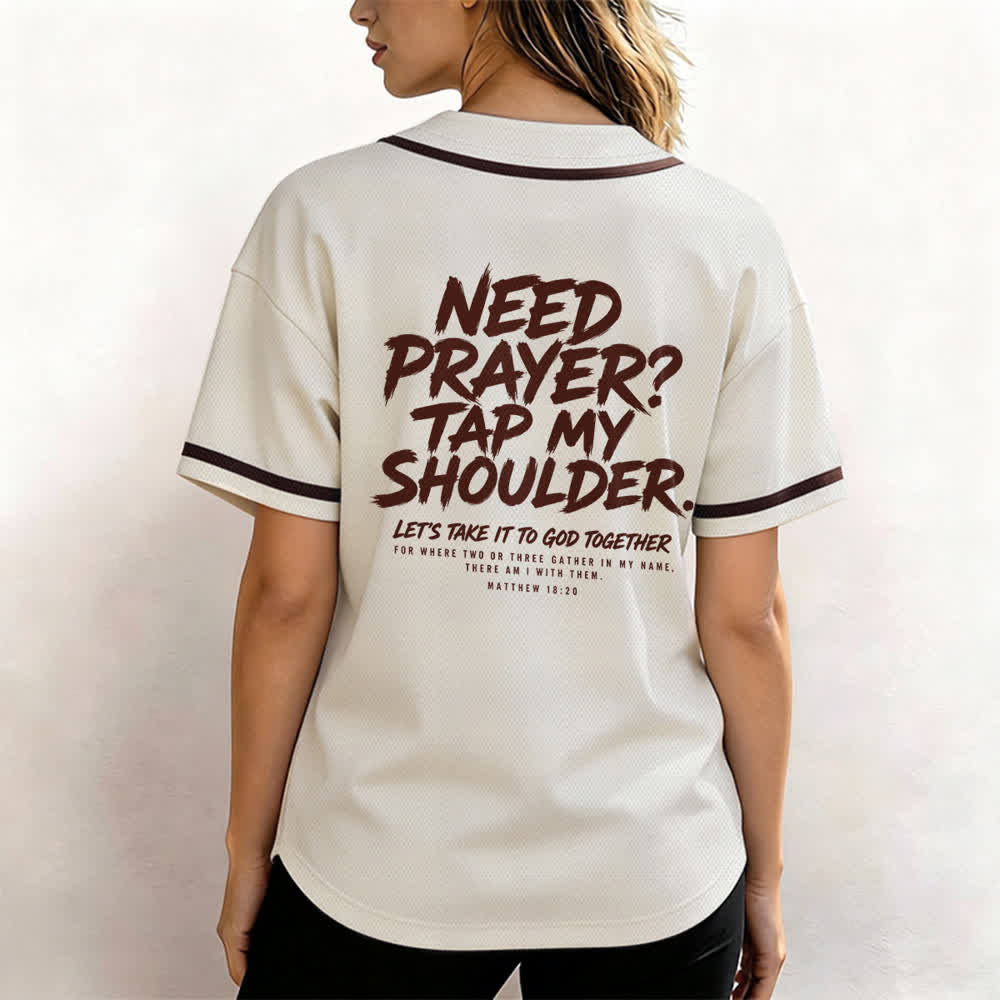 Christianartworkshop Pray Tap My Shoulder Message Baseball Jersey - image 45