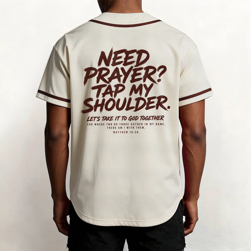 Christianartworkshop Pray Tap My Shoulder Message Baseball Jersey - image 47