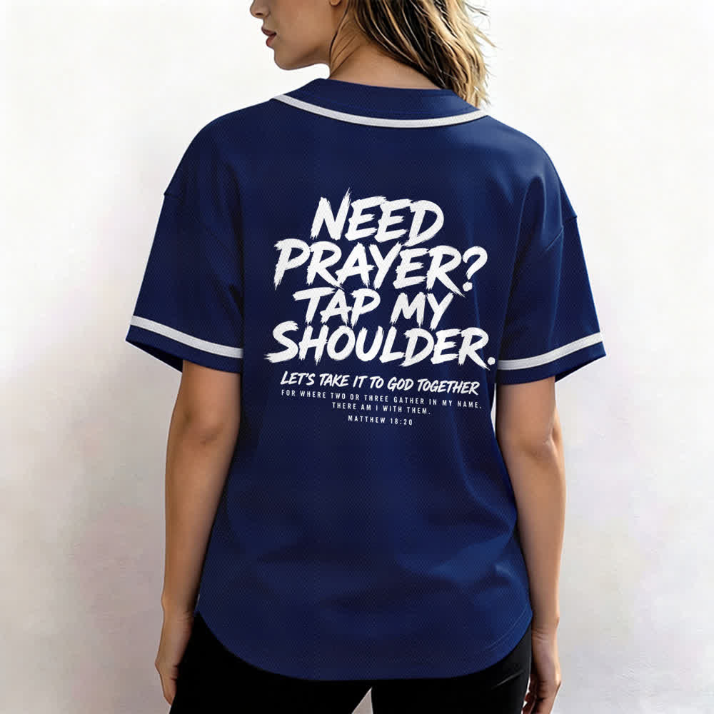 Christianartworkshop Pray Tap My Shoulder Message Baseball Jersey - image 52