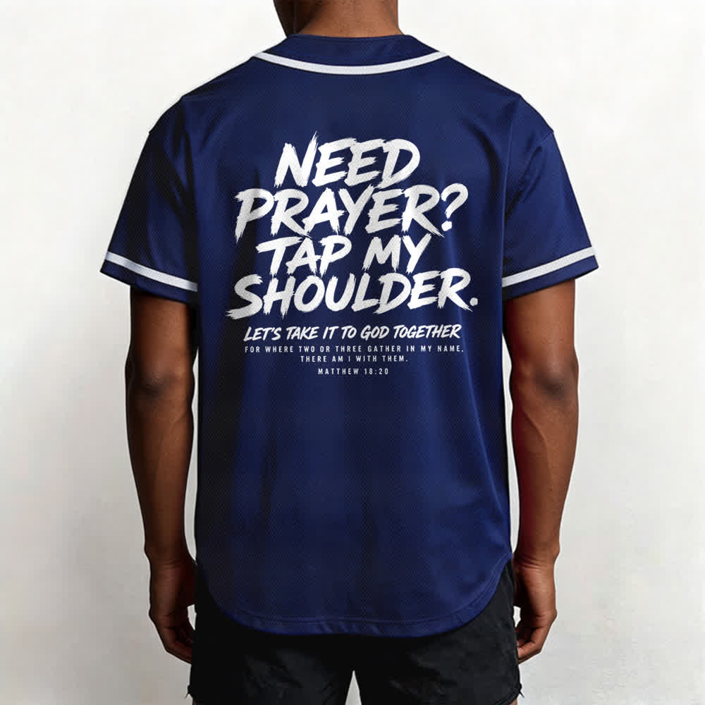 Christianartworkshop Pray Tap My Shoulder Message Baseball Jersey - image 54