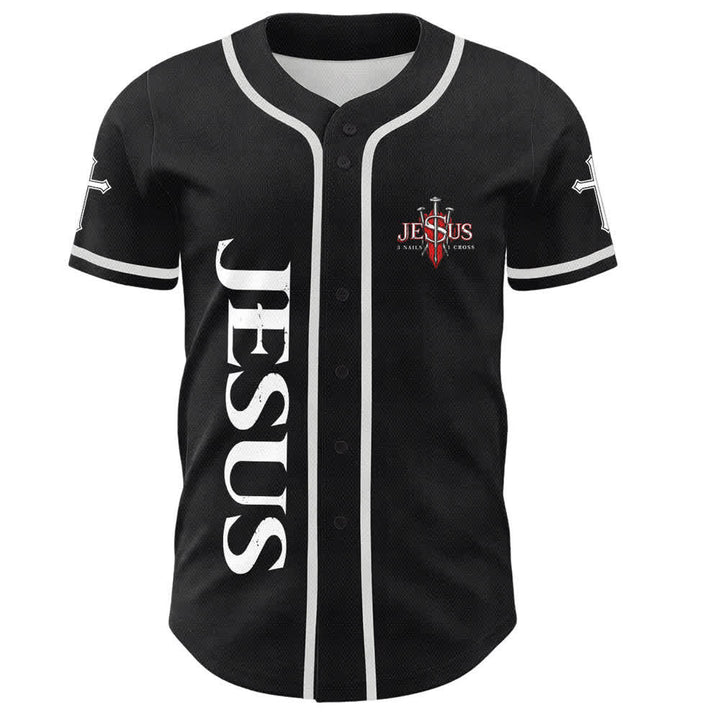 Christianartworkshop Jesus Saves Thorn Crown Black Mesh Baseball Jersey - image 2