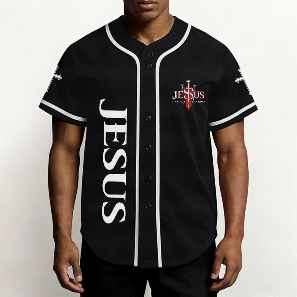 Christianartworkshop Jesus Saves Thorn Crown Black Baseball Jersey - image 6