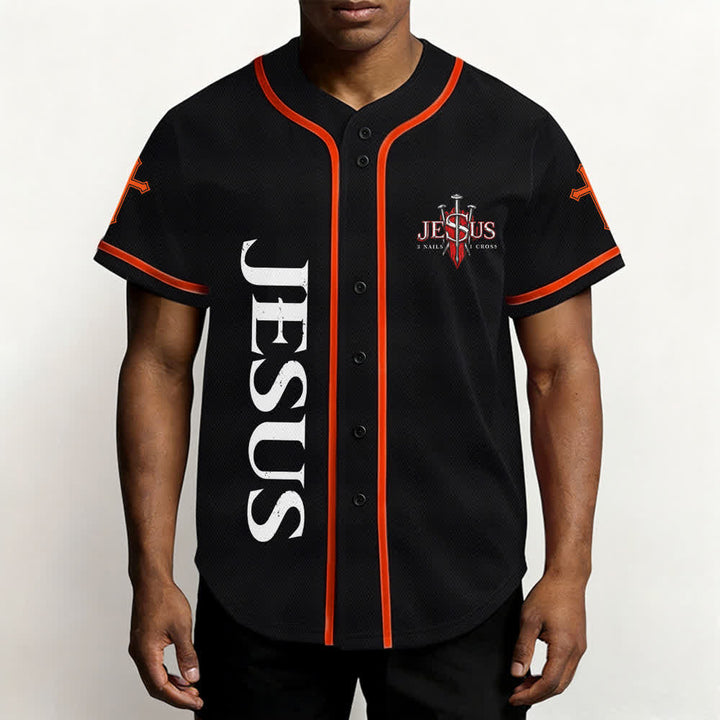 Christianartworkshop Jesus Saves Thorn Crown Black Mesh Baseball Jersey - image 13