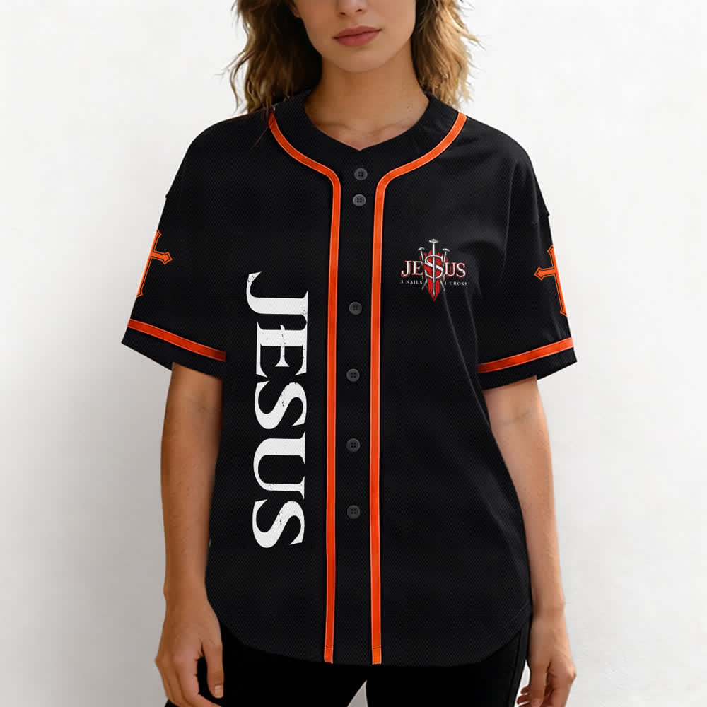 Christianartworkshop Jesus Saves Thorn Crown Black Mesh Baseball Jersey - image 11