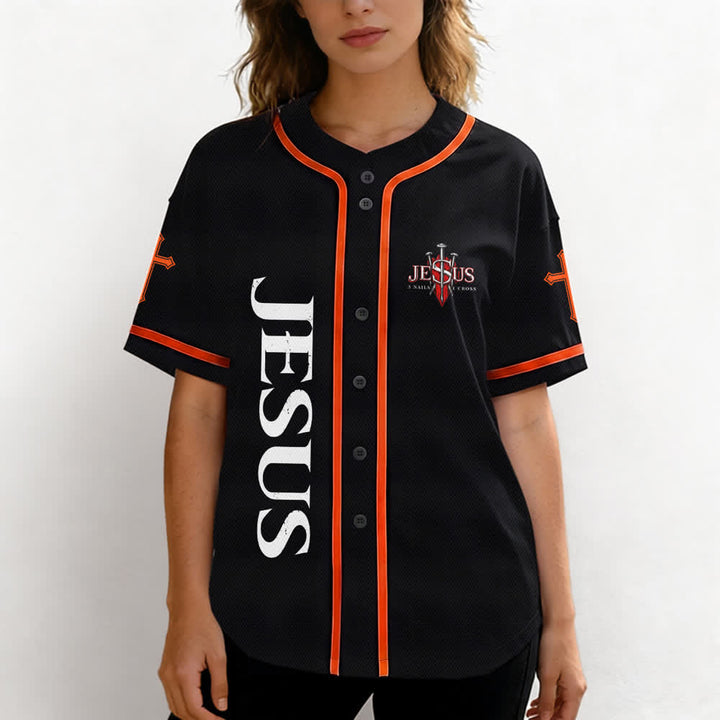 Christianartworkshop Jesus Saves Thorn Crown Black Mesh Baseball Jersey - image 11
