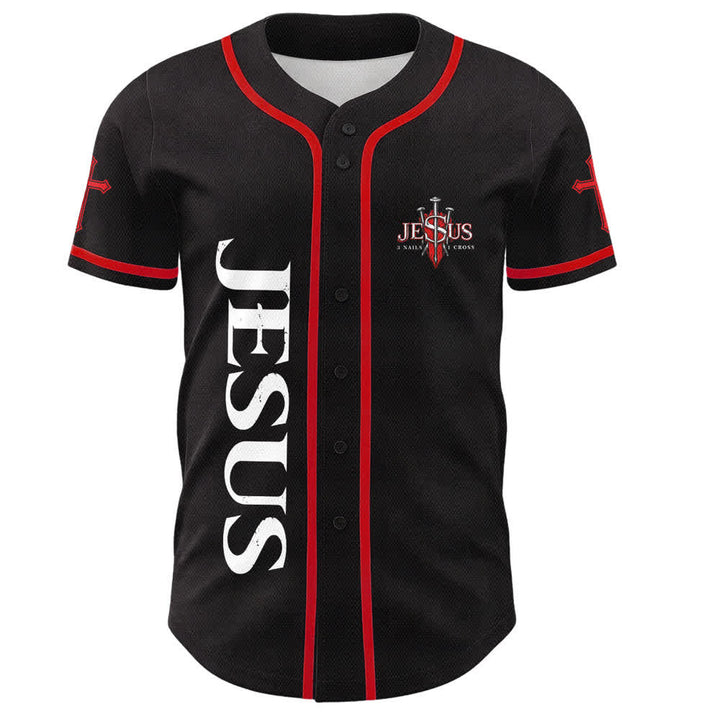 Christianartworkshop Jesus Saves Thorn Crown Black Mesh Baseball Jersey - image 16