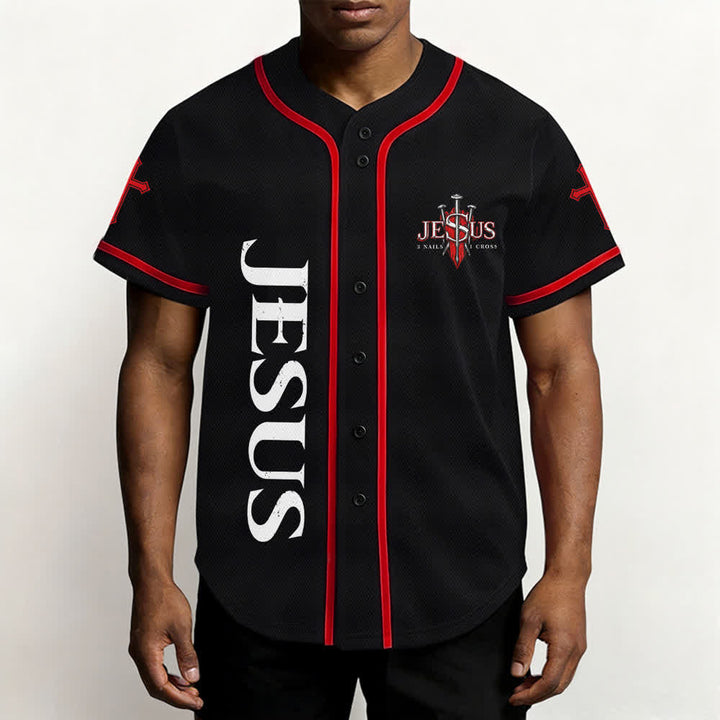 Christianartworkshop Jesus Saves Thorn Crown Black Mesh Baseball Jersey - image 20