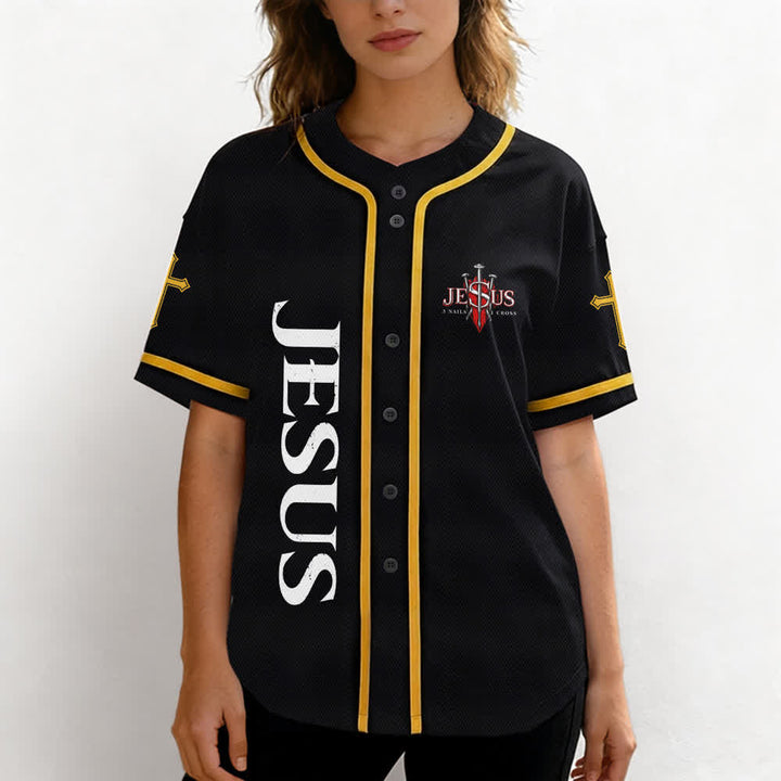 Christianartworkshop Jesus Saves Thorn Crown Black Baseball Jersey - image 25