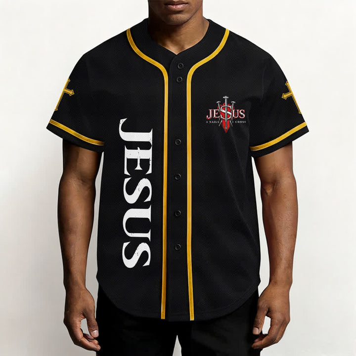 Christianartworkshop Jesus Saves Thorn Crown Black Mesh Baseball Jersey - image 27