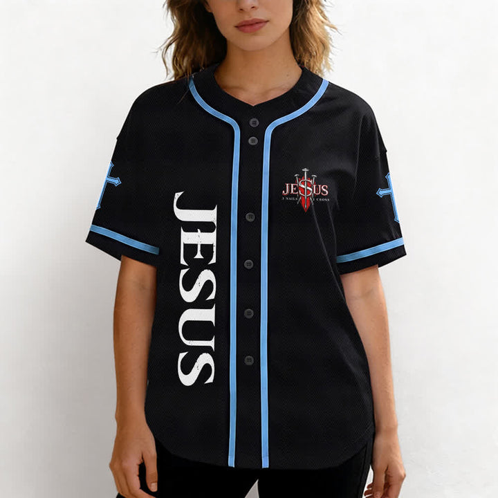 Christianartworkshop Jesus Saves Thorn Crown Black Mesh Baseball Jersey - image 32