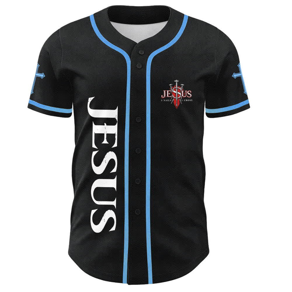 Christianartworkshop Jesus Saves Thorn Crown Black Mesh Baseball Jersey - image 30