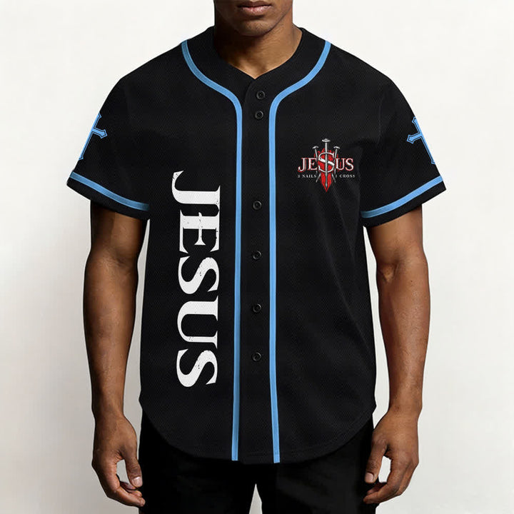 Christianartworkshop Jesus Saves Thorn Crown Black Mesh Baseball Jersey - image 34