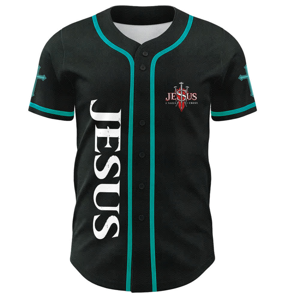 Christianartworkshop Jesus Saves Thorn Crown Black Mesh Baseball Jersey - image 37