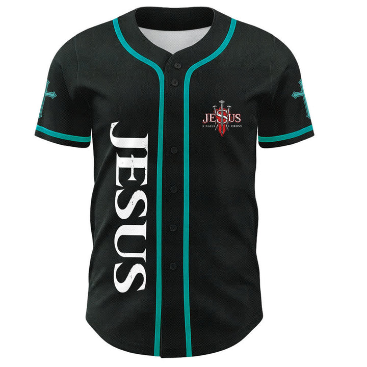 Christianartworkshop Jesus Saves Thorn Crown Black Mesh Baseball Jersey - image 37