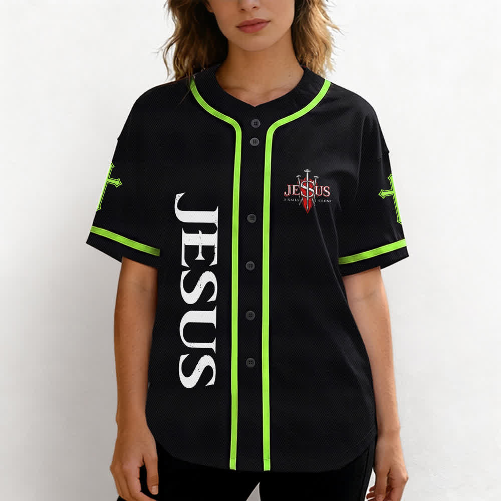 Christianartworkshop Jesus Saves Thorn Crown Black Mesh Baseball Jersey - image 53