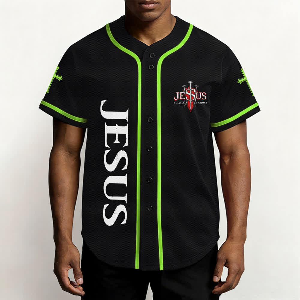 Christianartworkshop Jesus Saves Thorn Crown Black Mesh Baseball Jersey - image 55