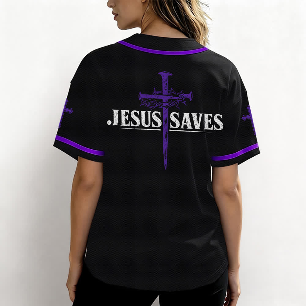 Christianartworkshop Jesus Saves Thorn Crown Black Baseball Jersey - image 59