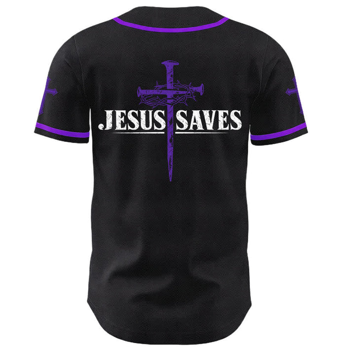 Christianartworkshop Jesus Saves Thorn Crown Black Baseball Jersey - image 57