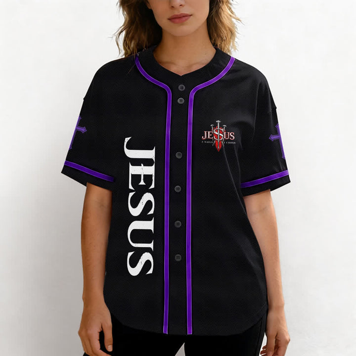 Christianartworkshop Jesus Saves Thorn Crown Black Mesh Baseball Jersey - image 60