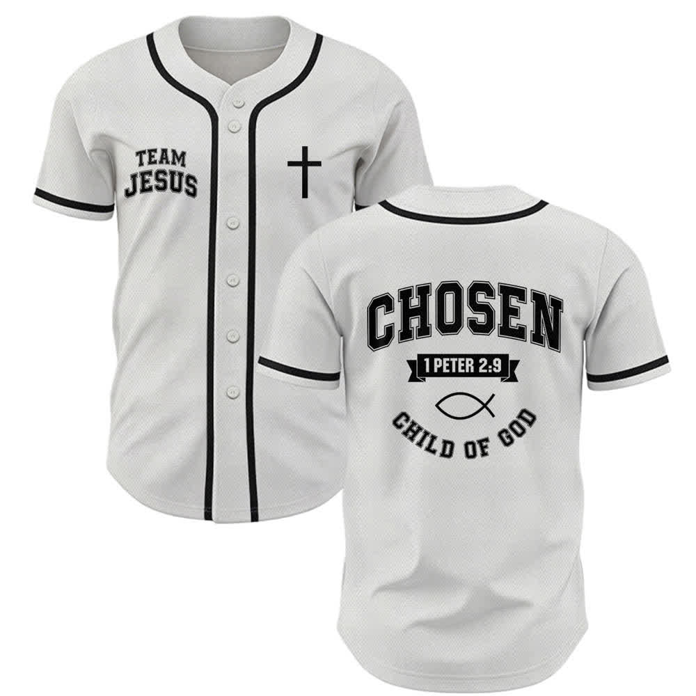 Christianartworkshop Team Jesus Chosen Mesh Baseball Jersey - White - 5XL - image 0