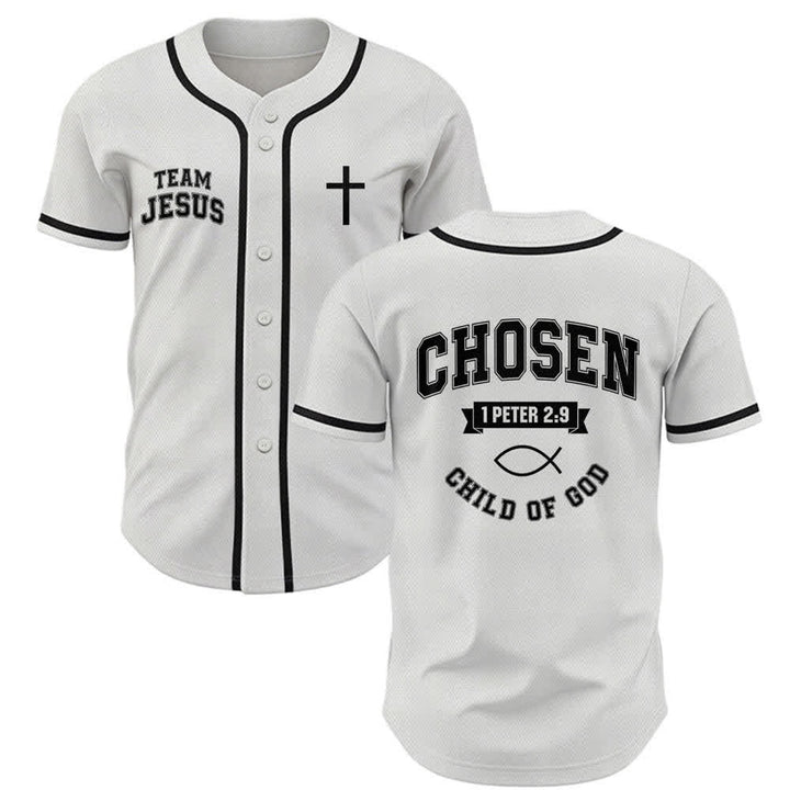 Christianartworkshop Team Jesus Chosen Mesh Baseball Jersey - White - 5XL - image 0