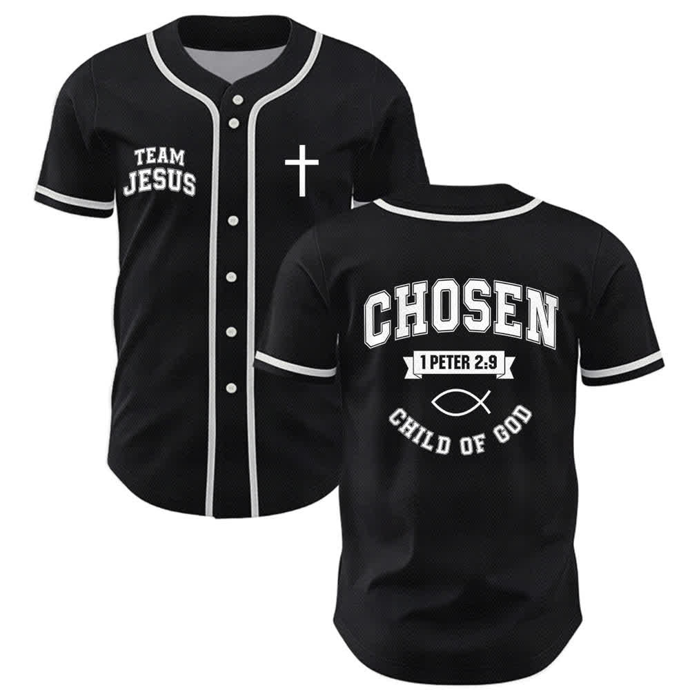 Christianartworkshop Team Jesus Chosen Mesh Baseball Jersey - Black - 5XL - image 7