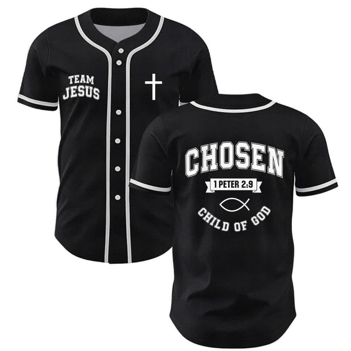 Christianartworkshop Team Jesus Chosen Mesh Baseball Jersey - Black - 5XL - image 7