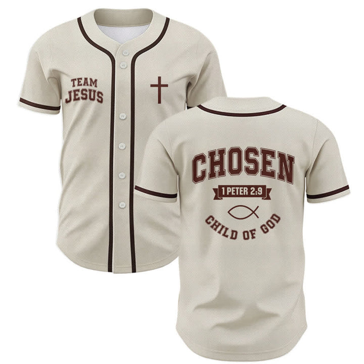 Christianartworkshop Team Jesus Chosen Mesh Baseball Jersey - Beige - 5XL - image 28