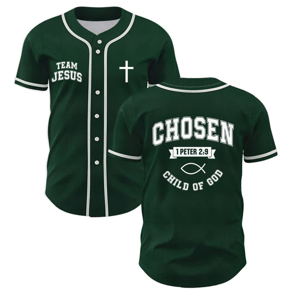 Christianartworkshop Team Jesus Chosen Mesh Baseball Jersey - Green - 5XL - image 21