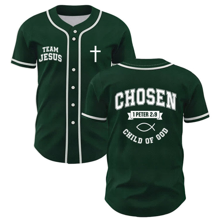 Christianartworkshop Team Jesus Chosen Mesh Baseball Jersey - Green - 5XL - image 21